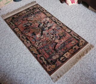 Old Deco Whittall Anglo Persian Wilton Rug " Birds Of Paradise " 62 " X 36 " 2