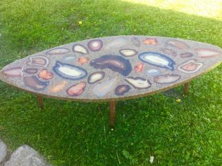 Mid Century Modern Coffee Table.  Surfboard,  Mosaic Type