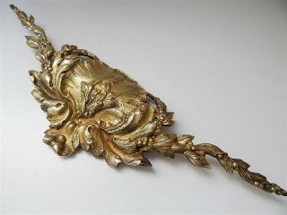 Large French Gilded Bronze Louis XV Pediment Hardware Furniture Ornament Salvage 11