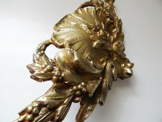 Large French Gilded Bronze Louis XV Pediment Hardware Furniture Ornament Salvage 7