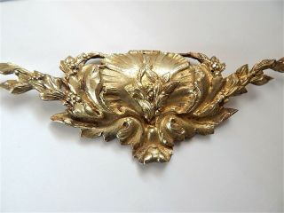 Large French Gilded Bronze Louis XV Pediment Hardware Furniture Ornament Salvage 8