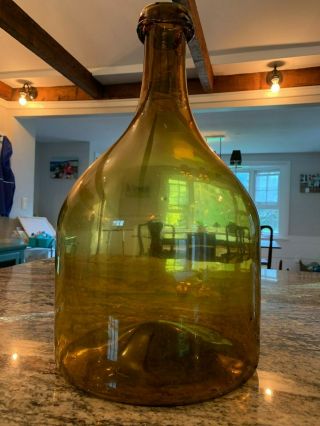 Wonderful 19th Century Large Hand Blow Glass Bottle With Applied Lip