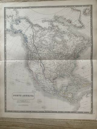 1844 North America Texas Republic Antique Map From Johnston 