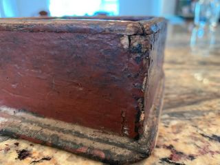 19th Century England Table Box in Red Paint 3