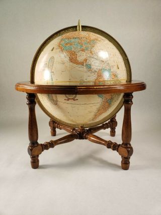 Vintage 12” Cram’s Imperial World Library Globe W Wood Stand Butler Desk Ussr