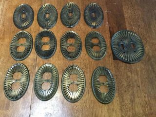 13 Vintage Edmar Switch Plate Outlet Covers Metal Brass Oval