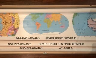 Rand Mcnally Simplified Us,  World,  & Alaska Pull Down World School Map