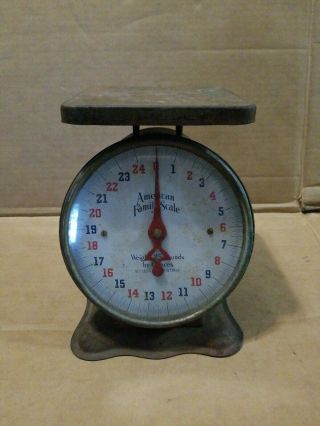 American Family Scale 25 Lbs Capacity Vintage Antique Slant Face Kitchen Scale