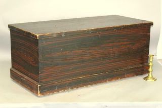 A Rare Decorated 19th C England Storage Chest In Fancy Grain Paint
