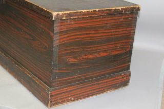 A RARE DECORATED 19TH C ENGLAND STORAGE CHEST IN FANCY GRAIN PAINT 7