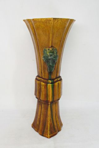 G591: Chinese big flower vase of pottery ware with traditional good SANSAI glaze 6