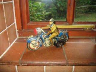 Arnold A643 Wind Up Motorcycle Tinplate Toy Germany 1948 Vintage Tin Litho