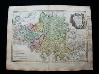 1778 Zannoni Rare Map: Poland,  Lithuania,  Polen,  Belarus,  Warsaw,  Vilnius Krakow