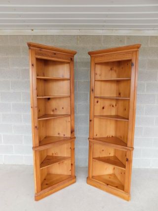 Pennsylvania House Pine Open Bookshelf Corner Wall Cabinets - A Pair