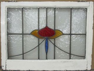 Old English Leaded Stained Glass Window Transom Vibrant Sweep 28.  75 " X 22 "