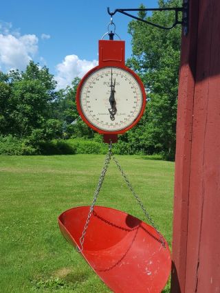 Antique American Family Scale Hanging Scale 60 Lbs Red Xlent Cond