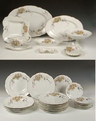 Antique Imperial Russian Kuznetsov 26 - Piece Porcelain Service 19th Century