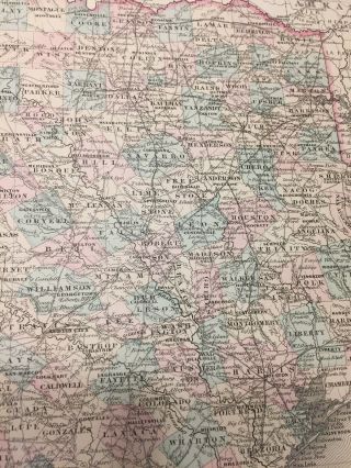 Antique 1877 Edition Johnson’s 1866 Map Of The State Of Texas 10