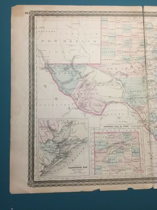 Antique 1877 Edition Johnson’s 1866 Map Of The State Of Texas 2