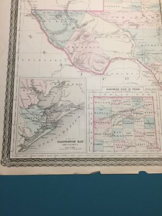 Antique 1877 Edition Johnson’s 1866 Map Of The State Of Texas 5