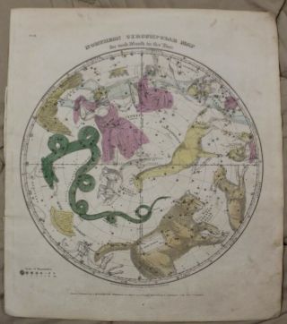 1835 Northern Celestial Circumpolar Map For Each Month Of The Year