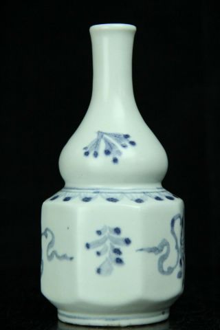 Jul058 Korean Blue&white Porcelain Gourd Type Bottle