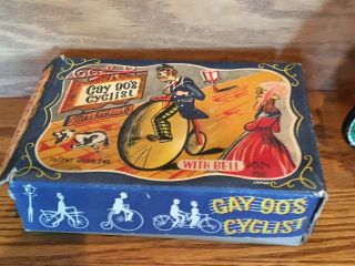 Vintage 1960’s TPS Gay 90’s Cyclist Tin Windup - Box - MIB Boxed 6