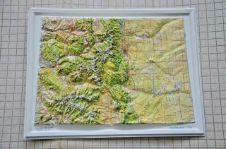 Rare Jeppesen Raised Relief Map Colorado Kintler Graphics 3 - D Topographic Map