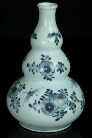 Jul057 Korean Blue&white Porcelain Gourd Type Bottle