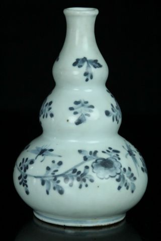 JUL057 KOREAN BLUE&WHITE PORCELAIN GOURD TYPE BOTTLE 4