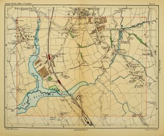 1891 VICTORIAN MAP STREET PLAN LONDON THE HYDE OXGATE FARM WELSH HARP STATION 2