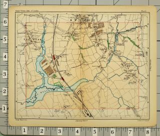 1891 VICTORIAN MAP STREET PLAN LONDON THE HYDE OXGATE FARM WELSH HARP STATION 3