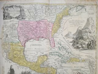 Homann: Huge Map America Louisiana Florida Caribbean Mexico - 1740 2