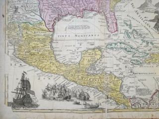 Homann: Huge Map America Louisiana Florida Caribbean Mexico - 1740 3