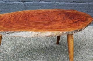 Vintage Mid Century Live Edge Side Coffee Table Burl Slab Nakashima Mccobb Wood 4