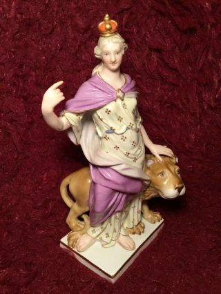 Antique 19th C Emblematic Porcelain Figurine Meissen Britannia ? Europe ? 8.  5 "