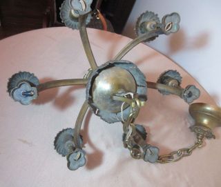 antique ornate gilt bronze brass 6 arm electric ceiling chandelier fixture 11