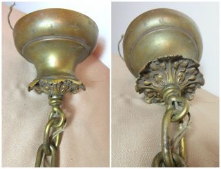 antique ornate gilt bronze brass 6 arm electric ceiling chandelier fixture 12