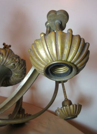 antique ornate gilt bronze brass 6 arm electric ceiling chandelier fixture 6