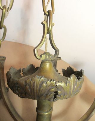 antique ornate gilt bronze brass 6 arm electric ceiling chandelier fixture 7