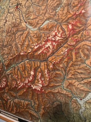 Vintage Rare Huge wall map Of Switzerland Or Schweiz (Map In German) Zurich Alps 7