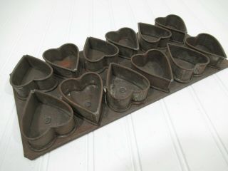 Antique Kreamer Tin 12 Heart Chocolate Mold Form Pan 2