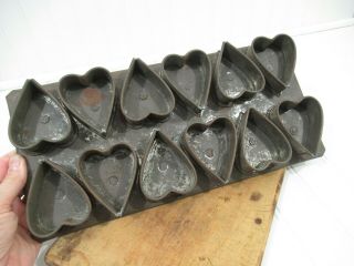 Antique Kreamer Tin 12 Heart Chocolate Mold Form Pan 9