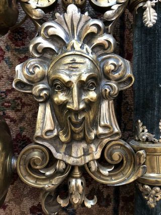 PAIR Massive Vintage Baroque Style Wall Sconces Gothic Faces 47” Theatrical 3
