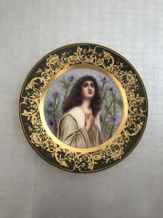 Hand Painted Antique Porcelain Plate Portrait