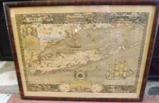 Vintage Long Island Map Coulton Waugh 1928 Hand Colored