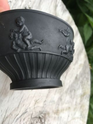 Early Wedgwood Black Basalt Master Open Salt Late 1700s Georgian Bacchus Putti 2