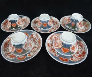 Five Antique Japanese 18th Century Edo Period Teabowls & Saucers