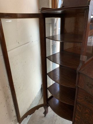 1900 - 1930 Antique Oak Secretary Side by Side Bookcase Curio Cabinet 2