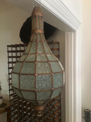 North African 1960’s Brass And Glass 540mm Globular Lantern 2